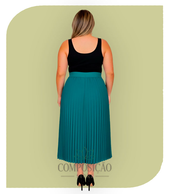 Saia Midi plissada verde Saia Midi plissada verde - Imagem 2