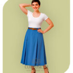 Saia Midi Azul com Pregas