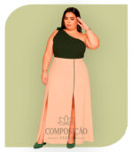 Saia Longa Bege com Fendas Laterais