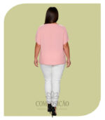 Blusa Plus Size Rosa Quartzo com Detalhe Metalizado e Mangas Franzidas - Imagem 2
