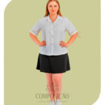 Camisa Plus Size Clássica com Detalhe na Manga Branca