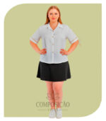 Camisa Plus Size Clássica com Detalhe na Manga Branca