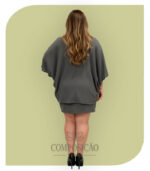 Conjunto Plus Size Kimono e Saia Envelope Cinza - Imagem 2