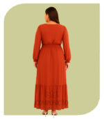 Vestido Longo Festa Plissado Plus Size - Terra Cota - Imagem 2