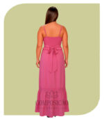 Vestido Longo Alça Fina em Rosa Chic com Renda (Plus Size) - Imagem 2