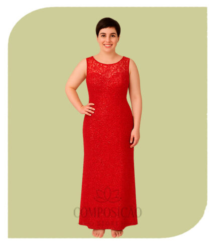 Vestido de Festa Longo Glamour - Vermelho Paetê