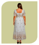 Vestido Longo Midi Bordado e Laise Plus Size - Puro Encanto (Cor Branco) - Imagem 2